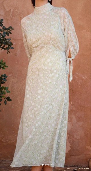 Vestido floral fiesta verde y blanco