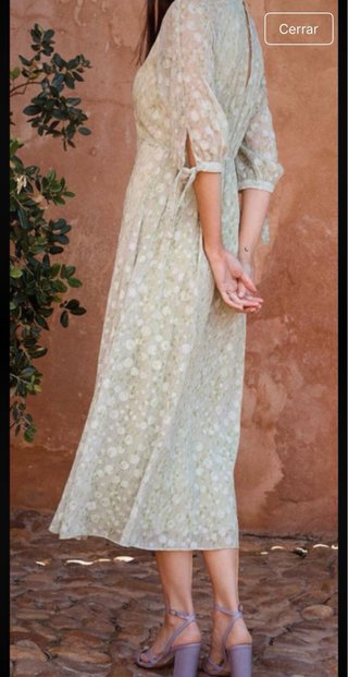 Vestido floral fiesta verde y blanco