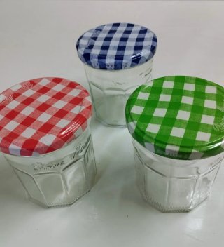 3 Tarros de Cristal con Tapa Cuadros