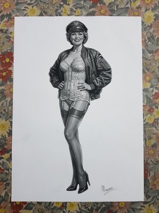Dipinto quadro disegno donna pin-up