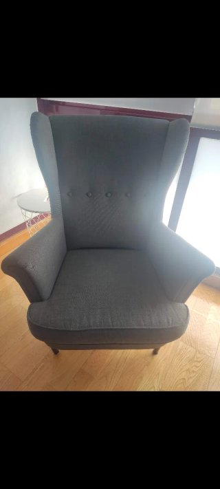 Butaca Ikea gris tela STRANDMON