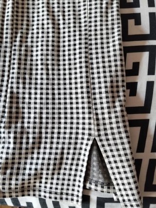 Vestido mini cuadros vichy blanco y negro