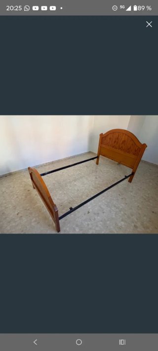 Cama individual madera y  estructura metalical 115