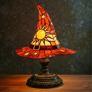 Lampada da tavolo cappello strega sole stelle