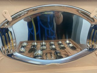 Juego de café acero inox filo oro 18 k