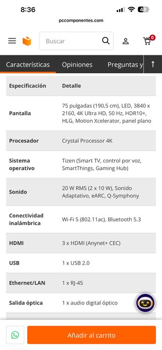 TV Samsung Crystal UHD U8000F 75