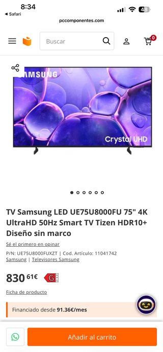 TV Samsung Crystal UHD U8000F 75