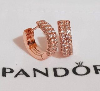 Pendientes Aro Pandora Circonitas Oro Rosa