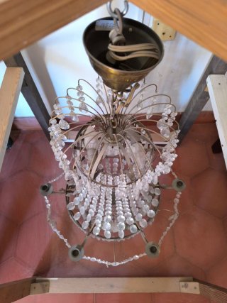Lámpara de techo de cristal dorada