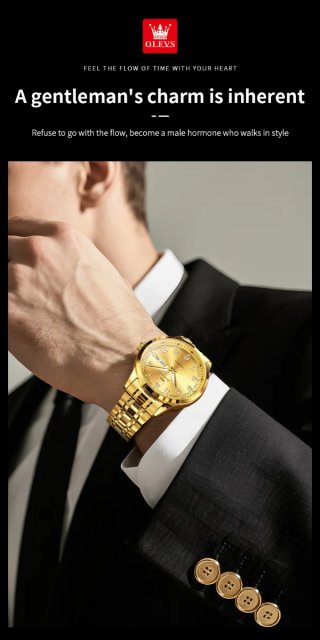 Reloj Olevs Automático Dorado Hombre