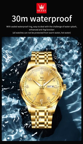 Reloj Olevs Automático Dorado Hombre