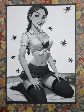 Dipinto quadro disegno donna pin-up