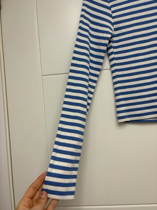 Camiseta Stradivarius Rayas Azul/Blanco Talla S