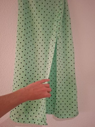 CONJUNTO Falda Zara verde lunares botones