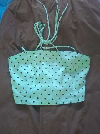 CONJUNTO Falda Zara verde lunares botones