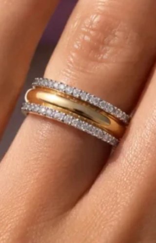 Anillo oro 18k bicolor con circonitas