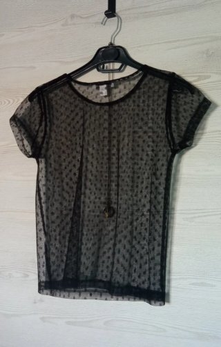 Como Nueva ‼️ Camiseta Negra S Semitransparente