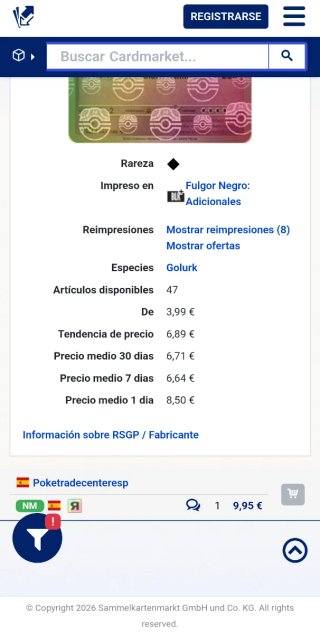 Carta Pokémon Golurk *Máster Ball*