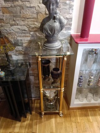 Estantería Metal y Cristal Dorada