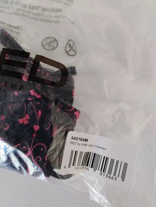 Slip bikini nero fantasia astratta M