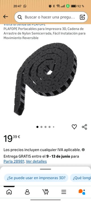 Cadena Portacables Impresora 3D PLAFOPE