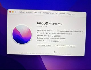 MacBook Pro Apple 12.7.6 gris  Mac Os Monterrey