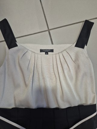 Vestido fiesta corto beige y negro