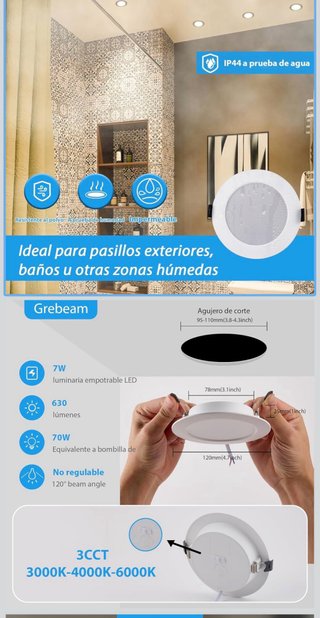 3 x Downlight LED 7W IP44