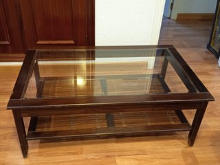 Mesa centro madera, bambú y cristal