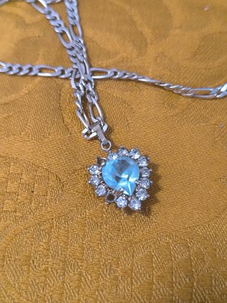 Collana Argento Cuore Azzurro Pietre