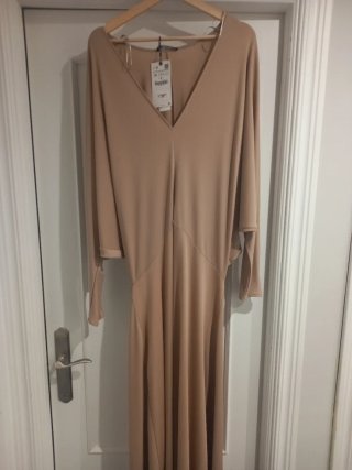 Vestido largo Zara beige talla M
