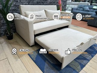 SOFA 2 PLAZAS EN POLIESTER BEIGE