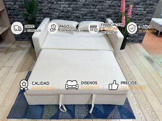 SOFA 2 PLAZAS EN POLIESTER BEIGE