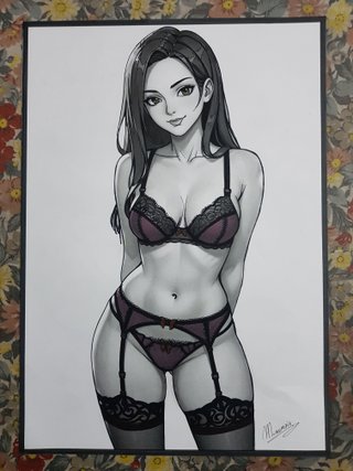 Dipinto quadro disegno donna lingerie