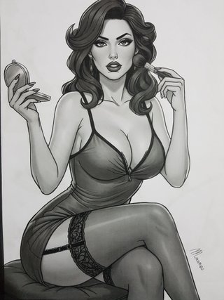 Dipinto quadro disegno donna pin-up