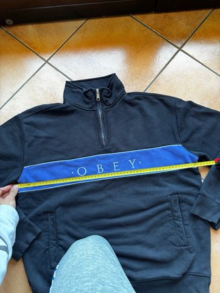 Obey Quarter Zip Fleece Vintage Y2K Navy Blue