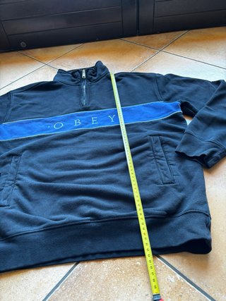 Obey Quarter Zip Fleece Vintage Y2K Navy Blue
