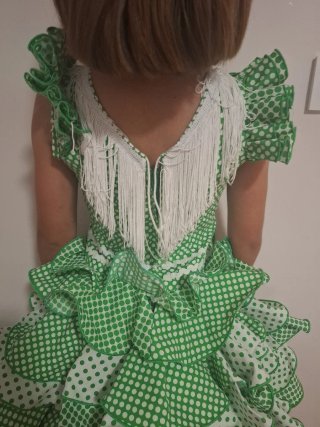Traje Flamenca Gitana Verde Lunares