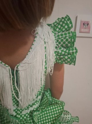 Traje Flamenca Gitana Verde Lunares