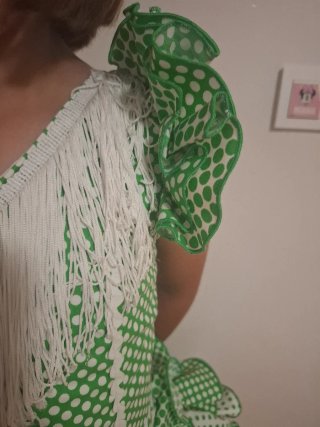 Traje Flamenca Gitana Verde Lunares