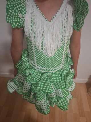 Traje Flamenca Gitana Verde Lunares