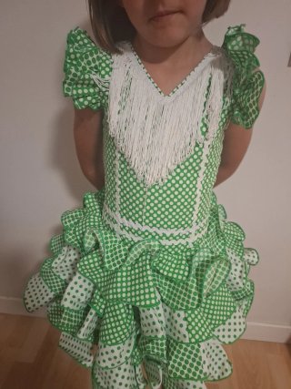 Traje Flamenca Gitana Verde Lunares
