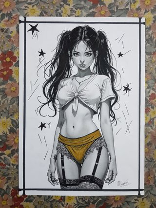 Dipinto quadro disegno donna pin-up