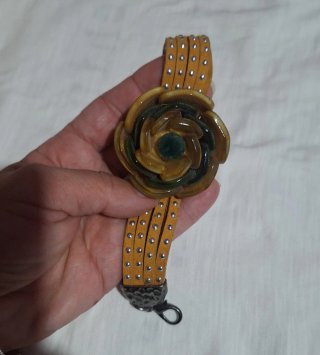 Bracciale donna fiore giallo e verde
