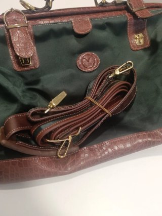 Bolsa de viaje vintage cuero y lona