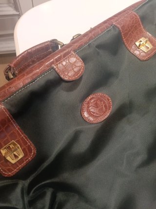 Bolsa de viaje vintage cuero y lona