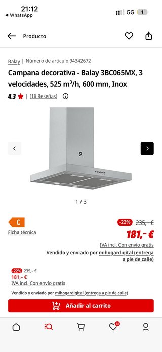Campana Decorativa Balay 3BC065MX Inox