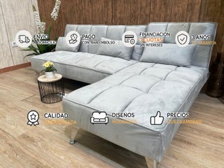 Sofa-cama chaise longue, con 3 cojines