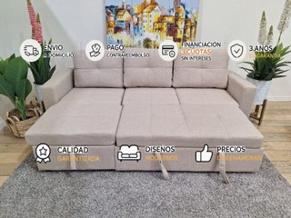 Sofá cama chaise longue con arcón