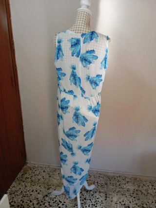 Vestido estampado azul y blanco